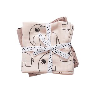 Done by Deer Burp cloth, 2-pack, Contour, powder - BabyOno