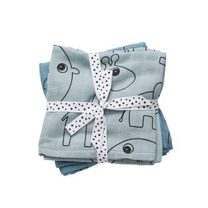 Done by Deer burp cloth, 2-pack, Contour, Blue - Nordbaby