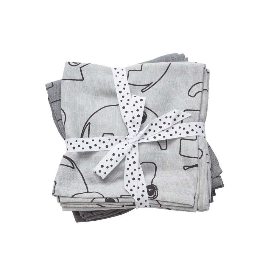 Done by Deer Burp cloth, 2-pack, Contour, grey - Done by Deer