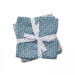 Done by Deer Burp cloth, 2-pack, Happy dots, Blue  - BabyOno