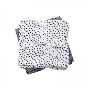 Done by Deer Burp cloth, 2-pack, Happy Dots, Grey  - BabyOno
