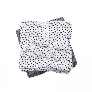 Done by Deer Burp cloth, 2-pack, Happy dots, Grey  - BabyOno