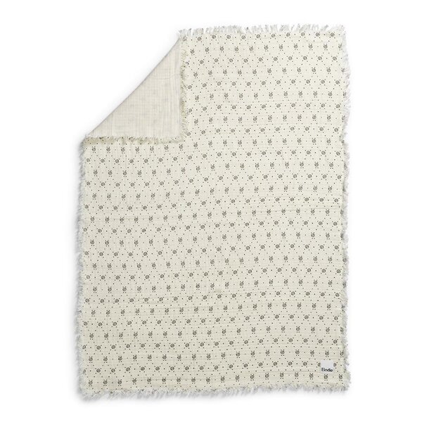 Elodie Details Soft Cotton Blanket  Monogram One Size White/Black - Elodie Details