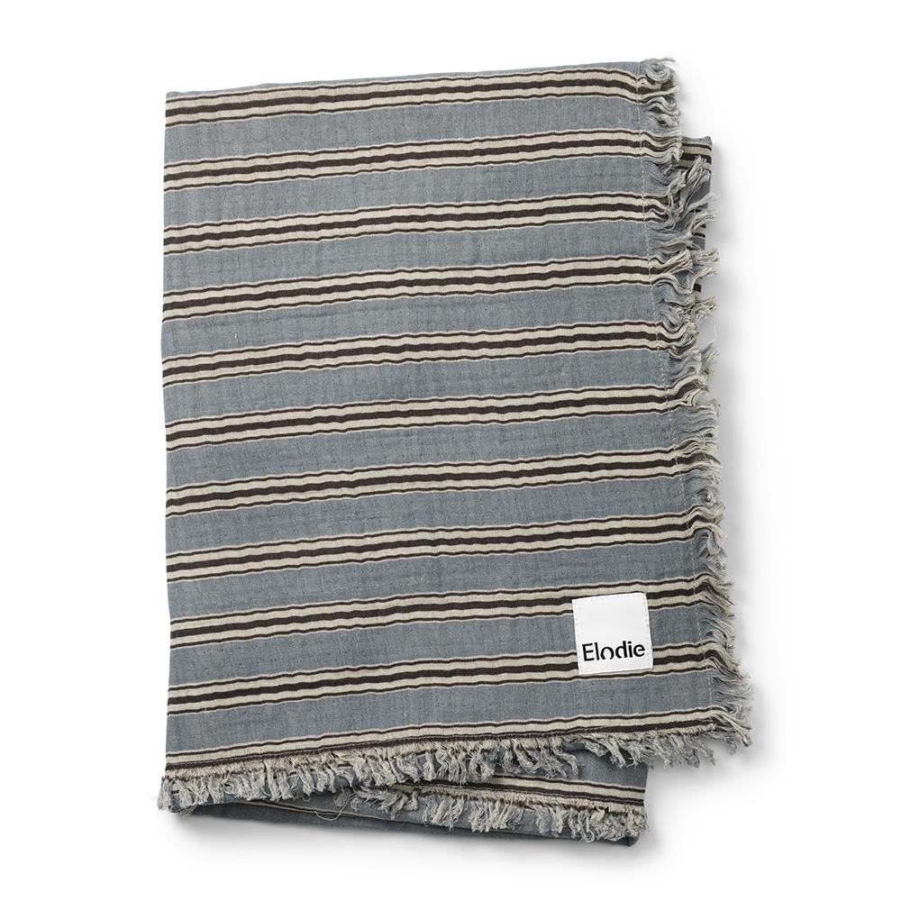 Elodie Details Soft Cotton Blanket  Sandy stripe One Size Blue/Beige/Black - Elodie Details