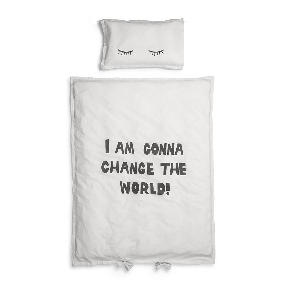 Elodie Details Crib Bedding Set  Change the World One Size Greige/Black - Elodie Details