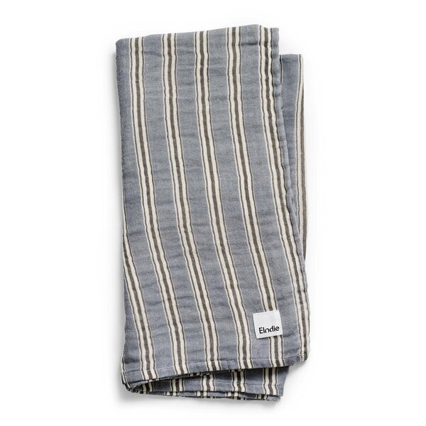 Elodie Details Bamboo Blanket  Sandy Stripe One Size Blue/Beige/Black - Elodie Details