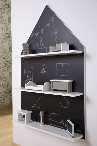 Childhome blackboard house - wall shelf Black/White - Childhome