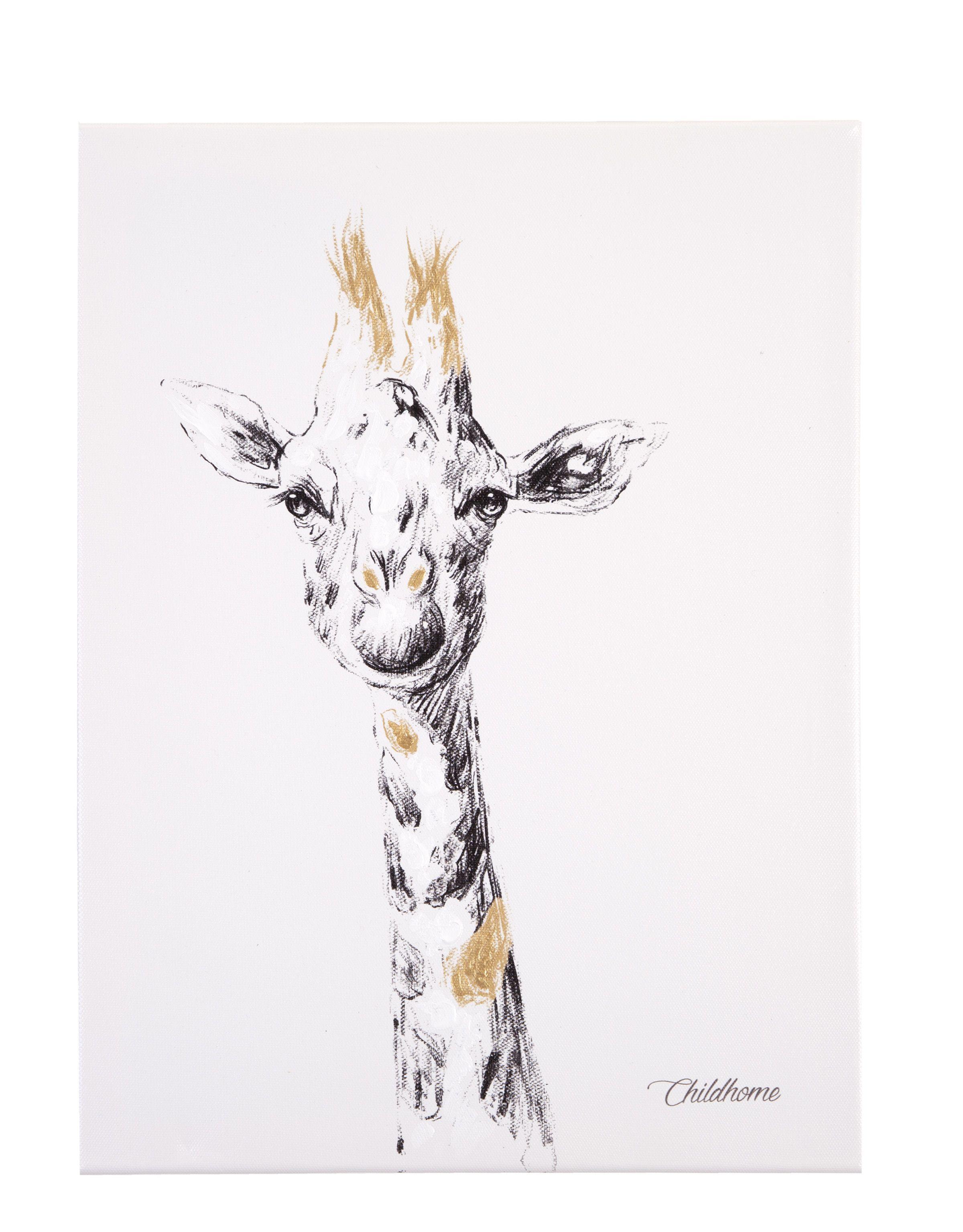 Childhome oil painting giraffe head + gold 30x40  - Childhome