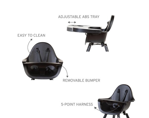 Childhome Evolu 2 chair 2in1 with bumper, Black - Childhome