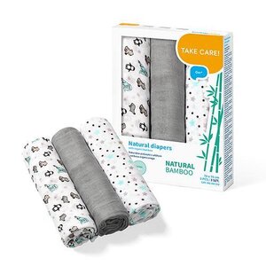 BabyOno bambusest suulapid 3tk, Grey  - Pippi