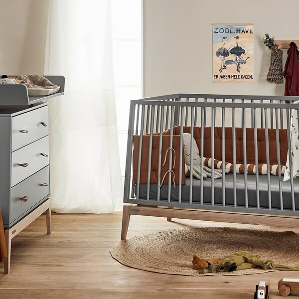 Leander Luna baby cot 140x70cm, Grey/Oak  - Leander