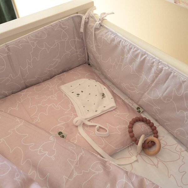 Nordbaby Cot Bumper Pink/Frozen Leaves - Nordbaby