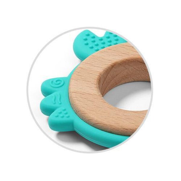 BabyOno wooden and silicone teether Crab - BabyOno