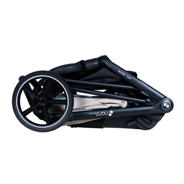 Nordbaby Active Lux stroller set Peony Beige, Chrome frame - Nordbaby