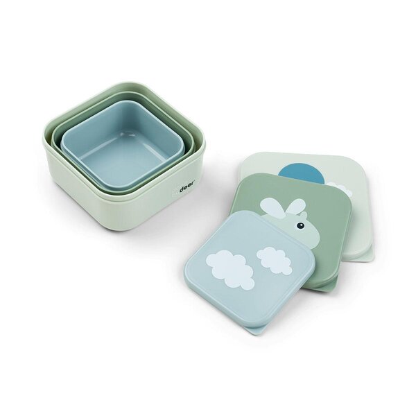 Done by Deer snack box set 3pcs Happy Clouds Green - Done by Deer