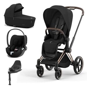 Cybex Priam V4 stroller set 3in1 Sepia Black,Rose Gold frame,Cloud T car seat and Base T isofix - Cybex
