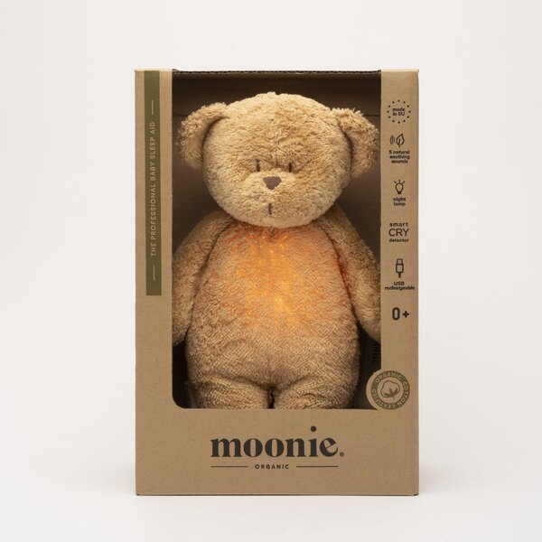 Moonie organic humming bear with nightlight, Capuccino - Moonie