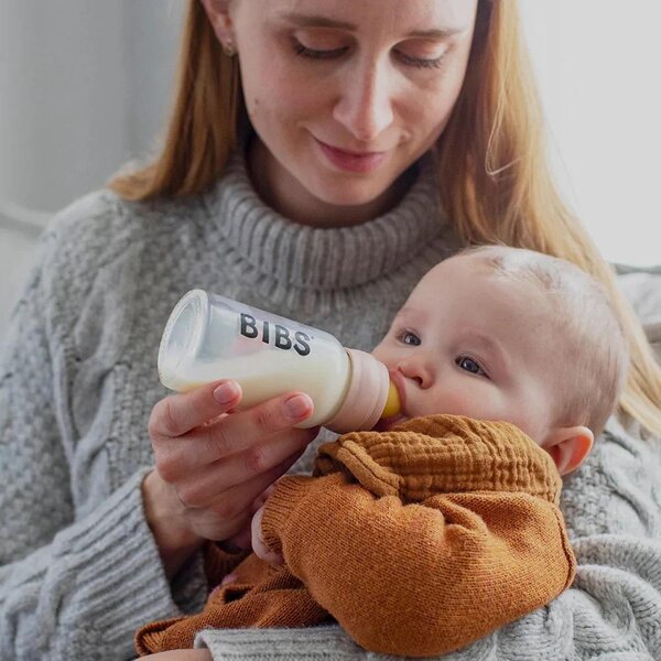 Bibs glass feeding bottle 110ml, Ivory - Bibs