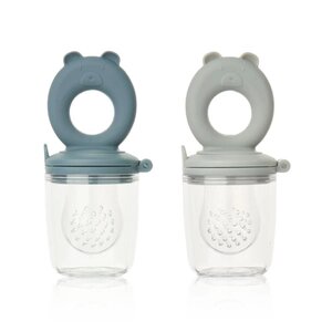 Liewood Miranda Bear Shape Food Feeder 2-Pack, Whale blue / Dove blue - Liewood