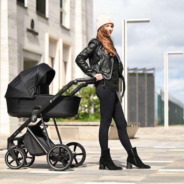 Nordbaby Active Lux stroller set Chocolate Brown, Chrome Black frame - Nordbaby