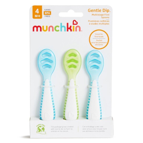 Munchkin 3pk Gentle Dip Self-feeding Utensil Blue/Green - Munchkin