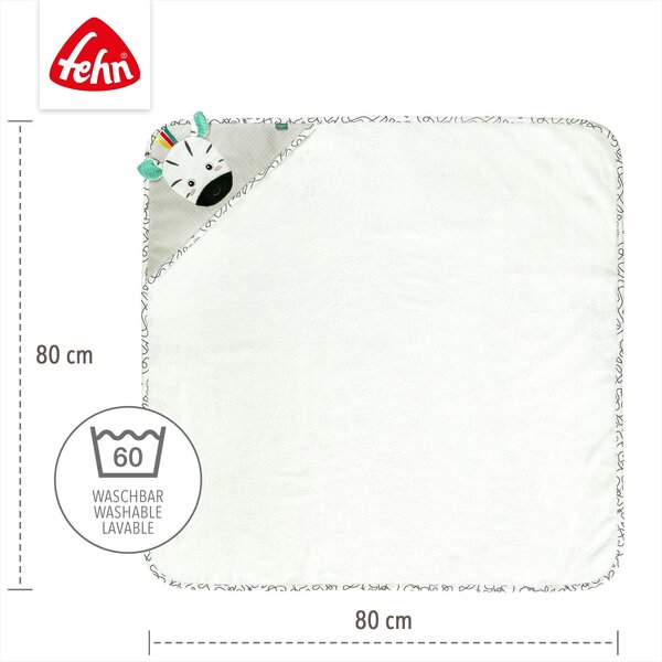 Fehn kapuutsiga vannirätik 80x80cm, Sebra - Fehn