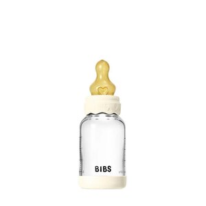 Bibs Stiklinis buteliukas kūdikiui 120ml, Slow Flow Ivory - Bibs