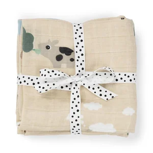 Done by Deer burp cloth 2-pack Tiny farm Sand - Done by Deer