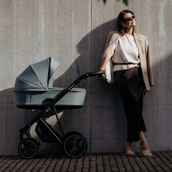 Tinynord Lux stroller set Sage Green, Chrome Black - Tinynord