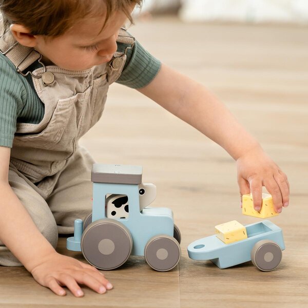 Done by Deer деревянная игрушка Tiny farm tractor Dotti Blue - Done by Deer
