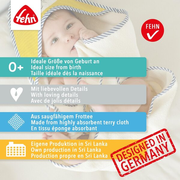 Fehn полотенце с капюшоном 80x80cm, Sloth - Fehn