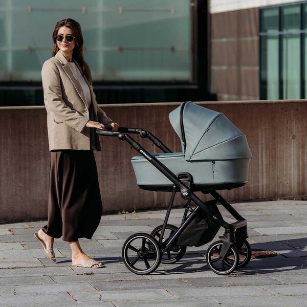 Tinynord Lux stroller set Sage Green, Chrome Black - Tinynord