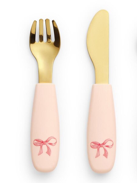 Elodie Details silikoonist taldrik söögiriistadega Rosy Bow - Elodie Details