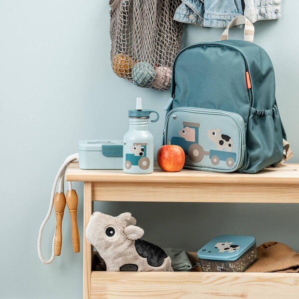 Done by Deer Metal bottle Tiny farm 350 ml Blue - Done by Deer