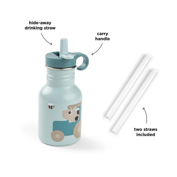 Done by Deer Metal bottle Tiny farm 350 ml Blue - Done by Deer