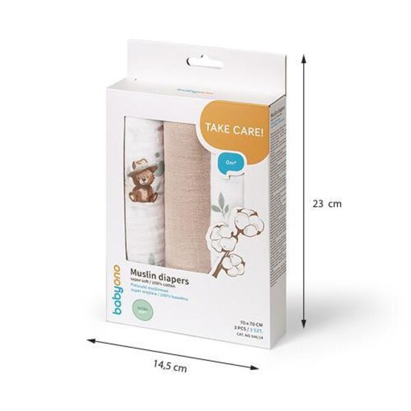 BabyOno Muslin diapers. Super soft - BabyOno
