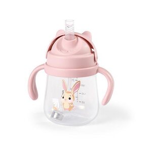 BabyOno kõrrega joogipudel raskusega Pink - BabyOno