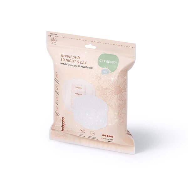 BabyOno Breast pads 3D Night & Day, 40 pcs - BabyOno